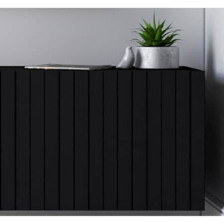 Wisząca Szafka RTV Glamour Komoda RTV Czarny Mat Ryflowane fronty 300 cm