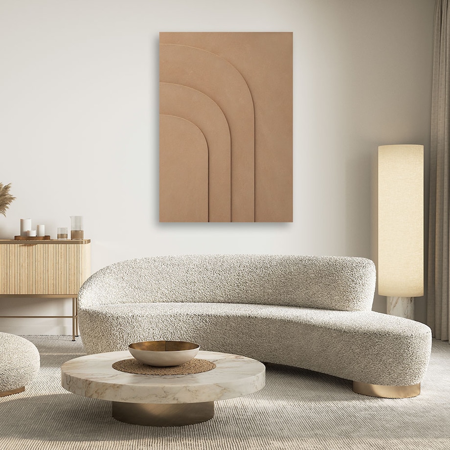 Feeby Obraz, Geometryczny Relief Beżowy 60x90