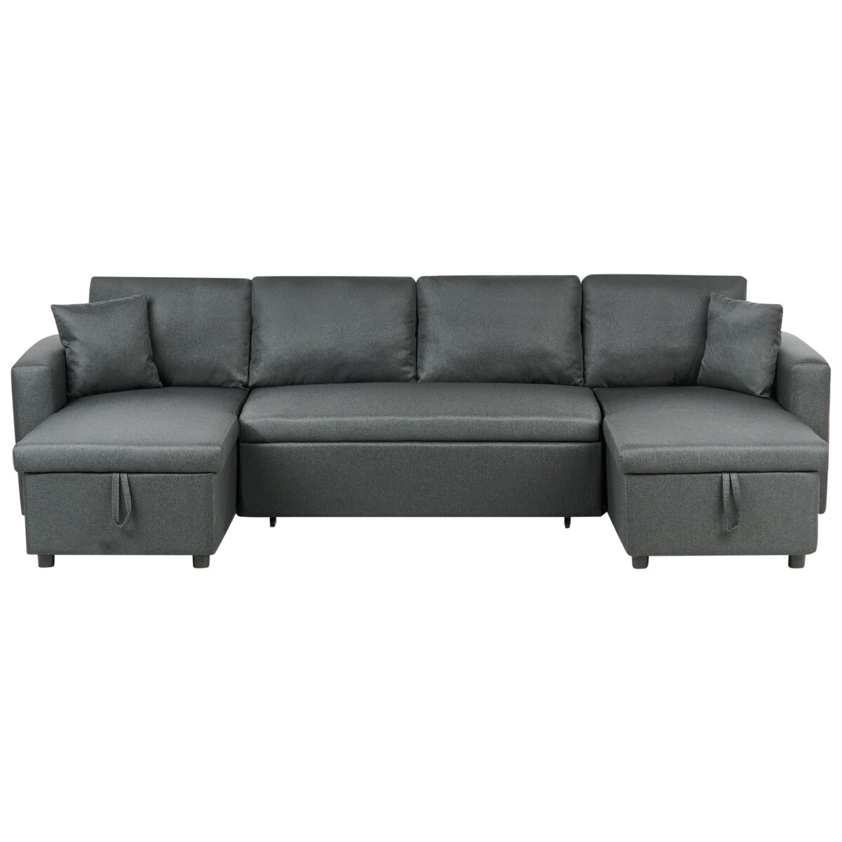 Sofa rozkładana w kształcie U SOMMEN Ciemnoszary ze schowkiem dla 5 osób