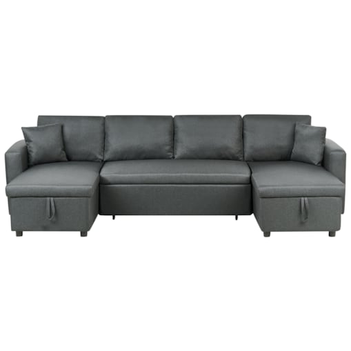 Sofa rozkładana w kształcie U SOMMEN Ciemnoszary ze schowkiem dla 5 osób
