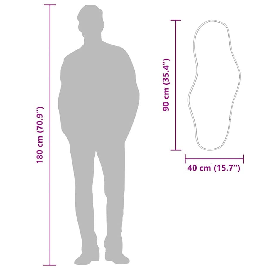 vidaXL Lustro ścienne, czarne, 90x40 cm