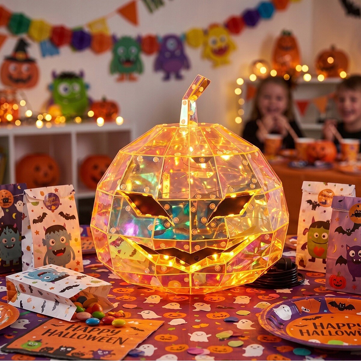 LAMPION DYNIA LED NA HALLOWEEN JESIEŃ 30cm DO SALONU DOMU ŚWIECĄCY DO DOMU