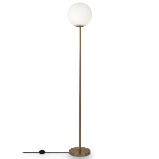 Lampa stojąca Ring MOD013FL-01BS Maytoni do salonu kula mosiądz biała