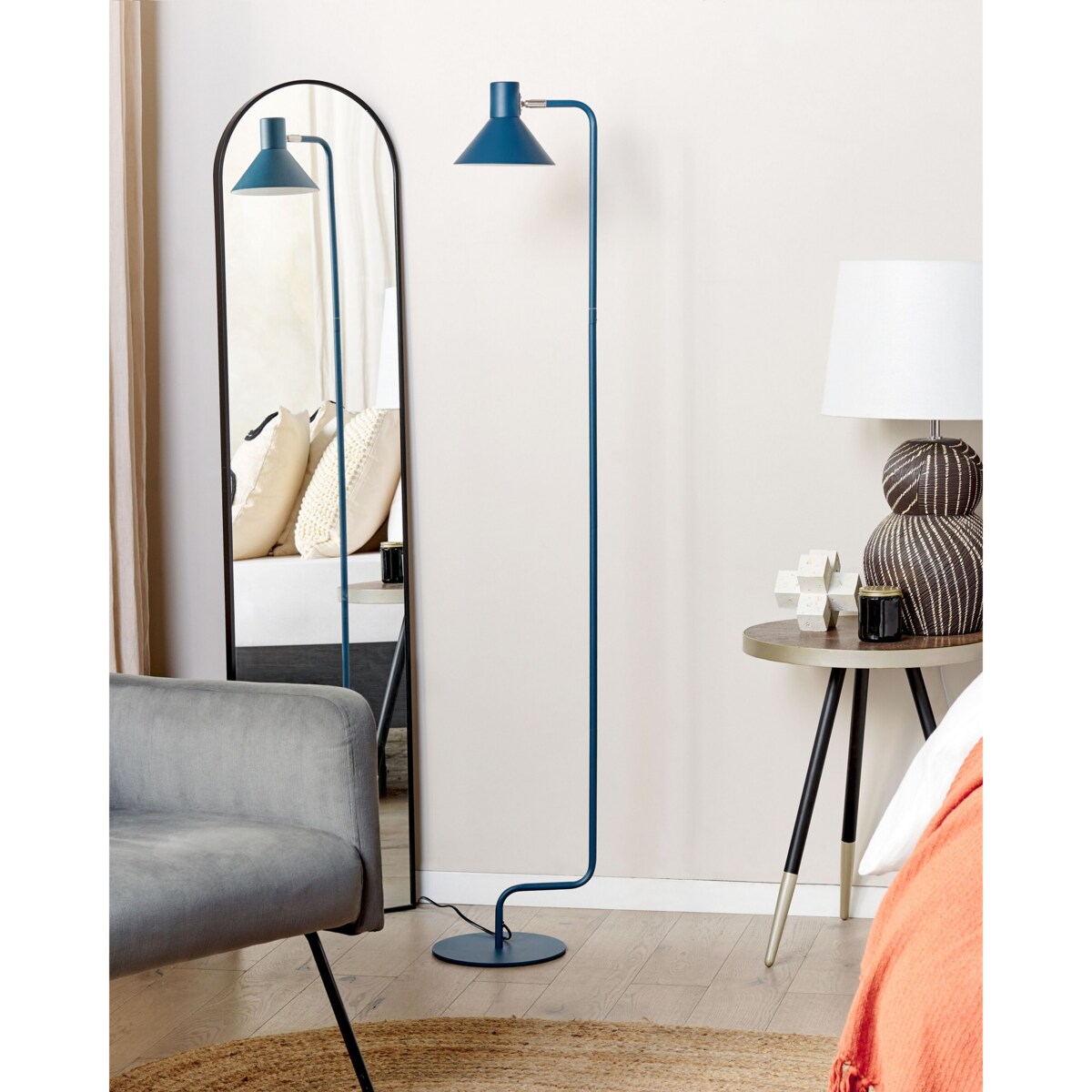 Lampa podłogowa RIMAVA Regulowana Metal Niebieski