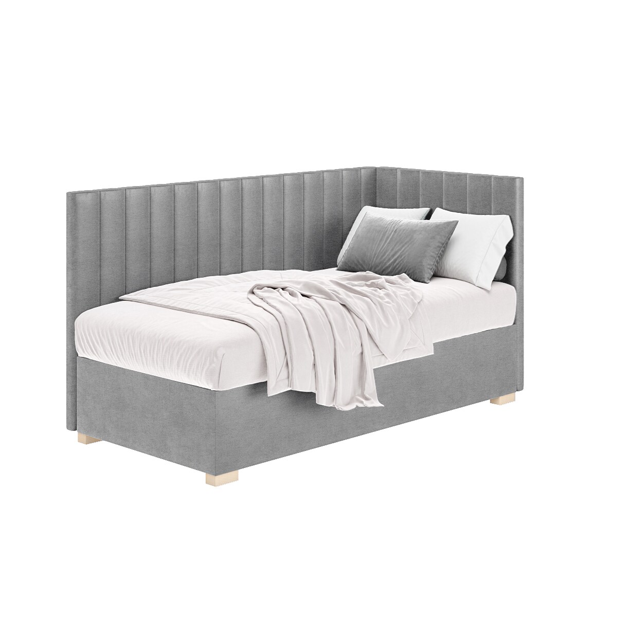 Mesonica Łóżko Snugi, linie szare, 90x200, Prawostronne