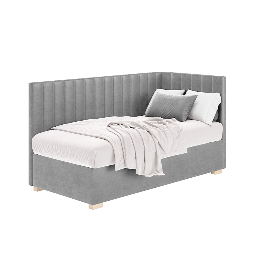 Mesonica Łóżko Snugi, linie szare, 90x200, Prawostronne