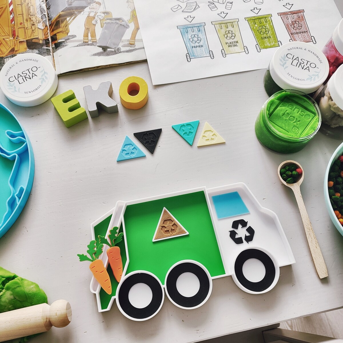 Eko wysypywanka sensoryczna Śmieciarka