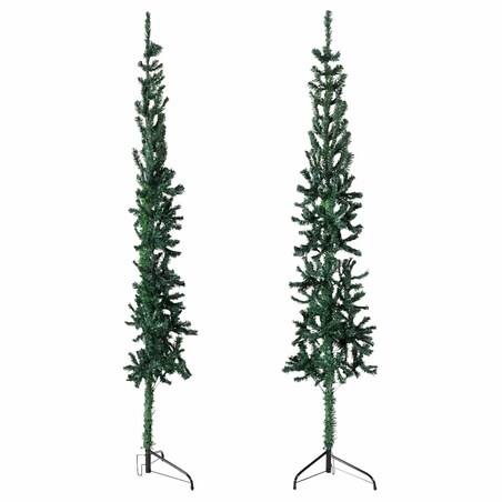 vidaXL Smukła choinka połówka ze stojakiem, sztuczna, zielona, 240 cm