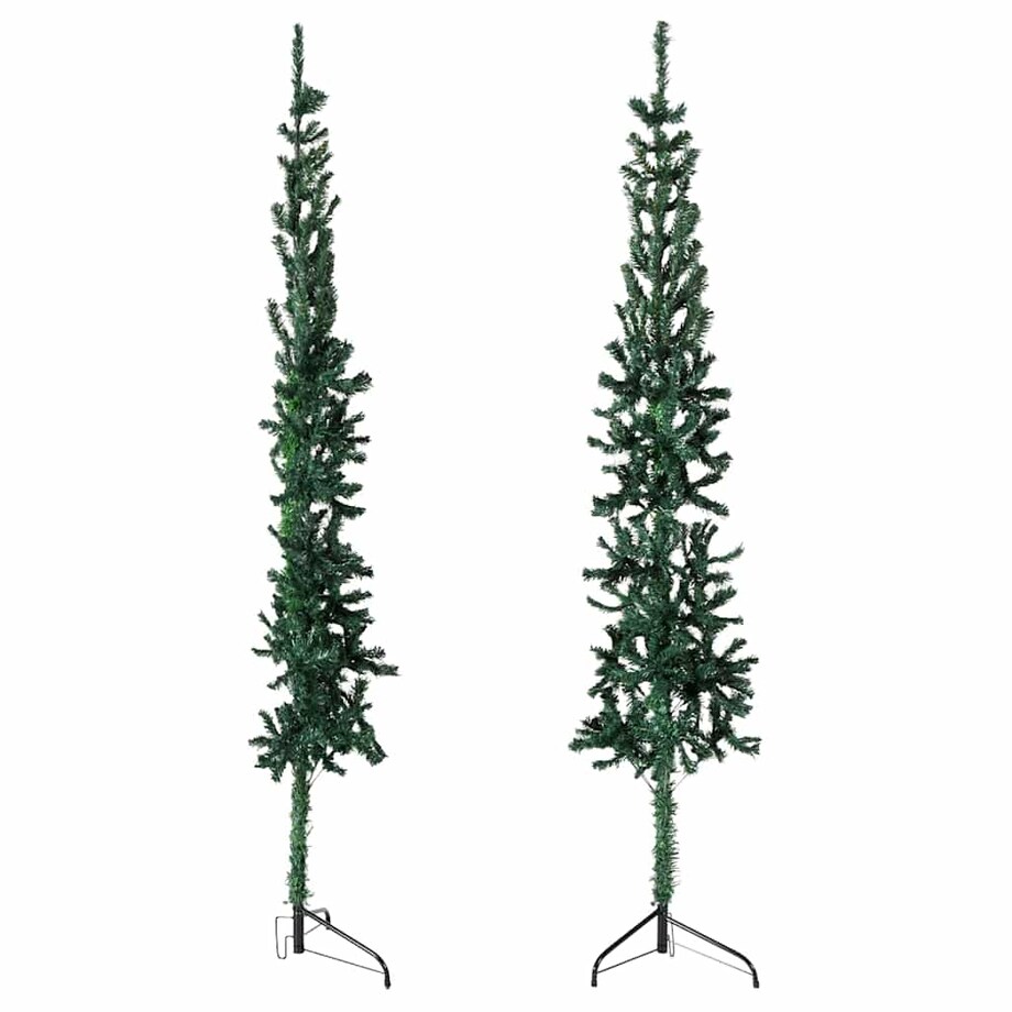 vidaXL Smukła choinka połówka ze stojakiem, sztuczna, zielona, 240 cm