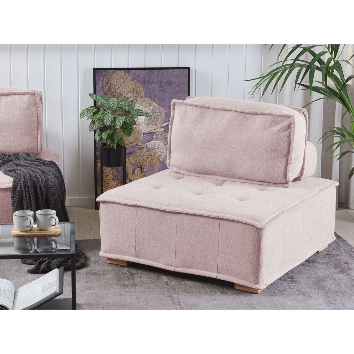 Narożnik modułowy 4-osobowy różowy TIBRO