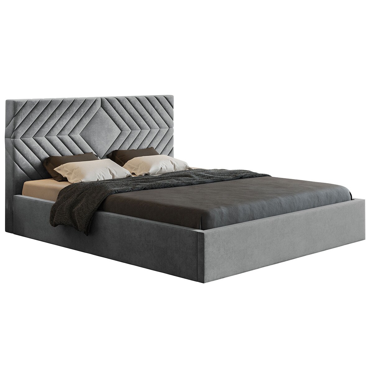 Łóżko jednoosobowe 120x200 OLDO 2 tapicerowane, z pojemnikiem- szare