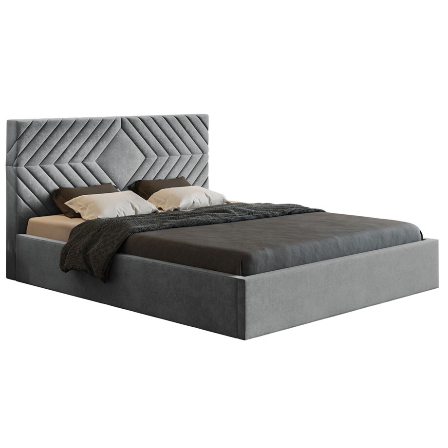 Łóżko jednoosobowe 120x200 OLDO 2 tapicerowane, z pojemnikiem- szare