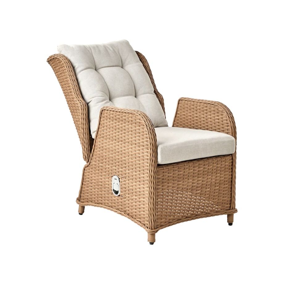 Zestaw ogrodowy ze stolikiem i otomaną dla 2 osób PONZA Technorattan Brązowy