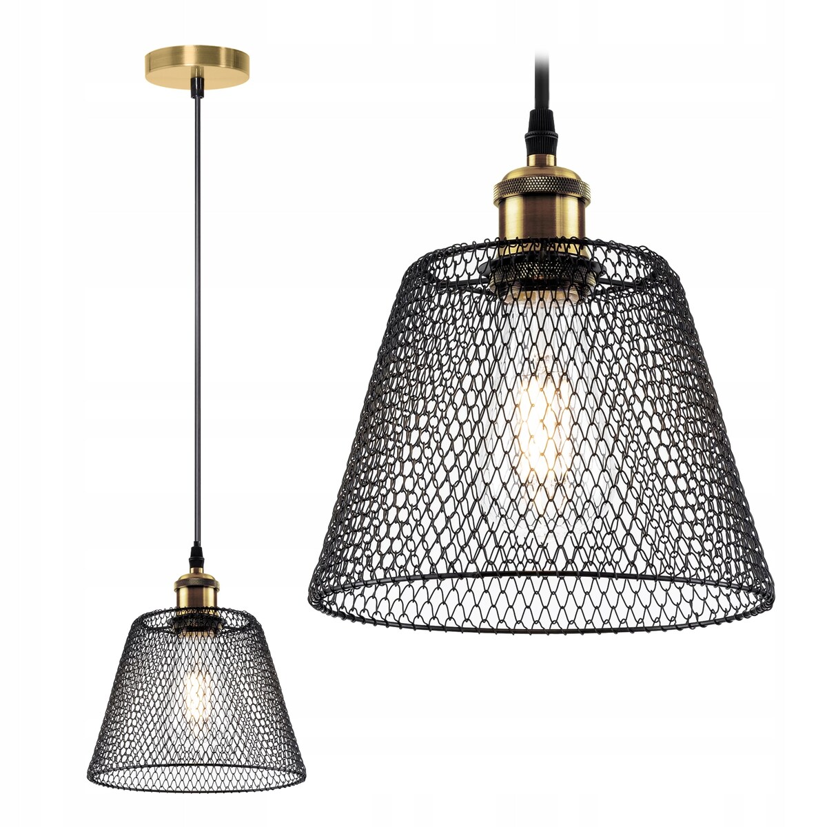 Lampa Sufitowa Wisząca Metalowa Balck Siatka