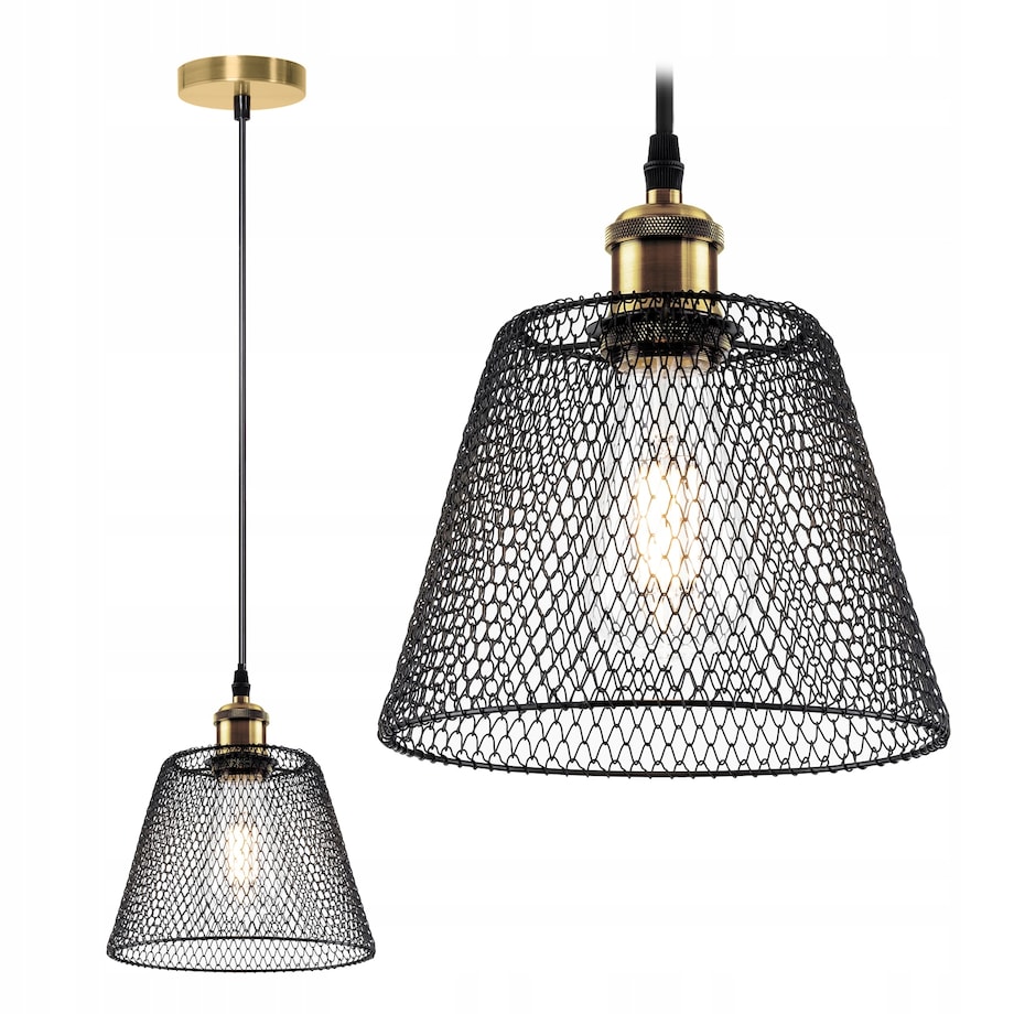 Lampa Sufitowa Wisząca Metalowa Balck Siatka