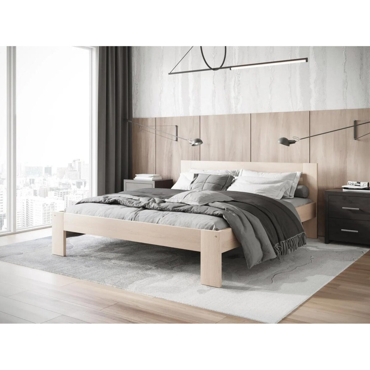 Łóżko drewniane MATILDA 160x200 naturalne