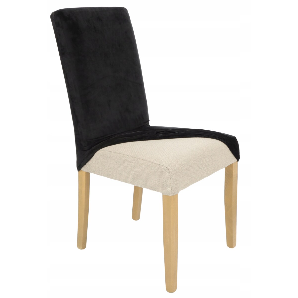 Pokrowiec na krzesło czarny welur uniwersalny elastyczny