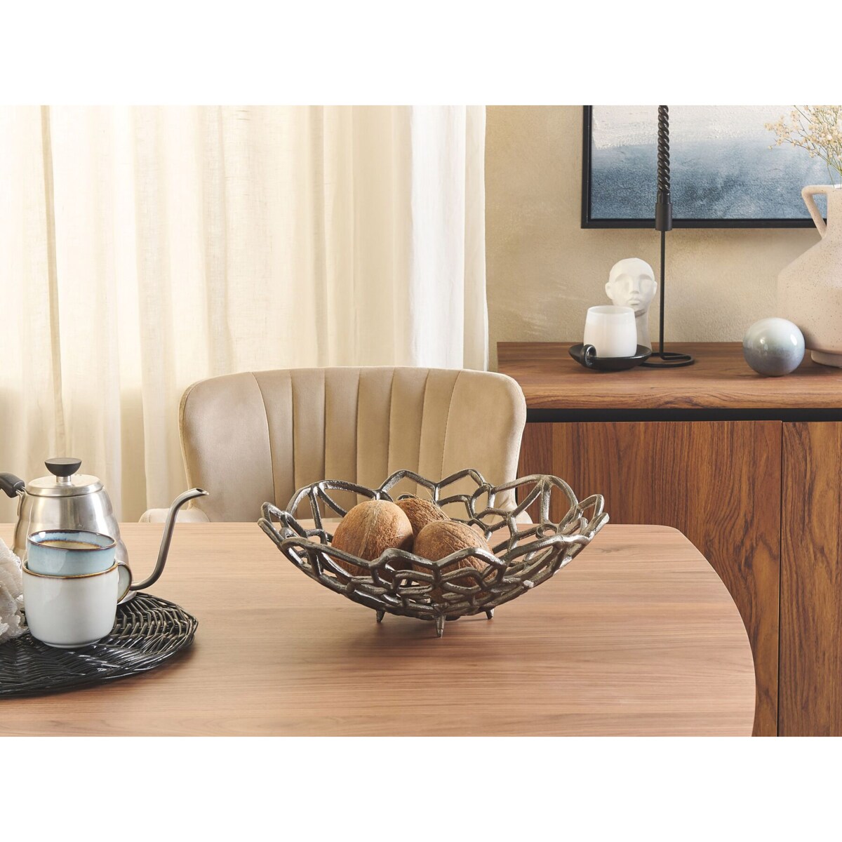 Dekoracyjna misa na owoce srebrna BABYLON