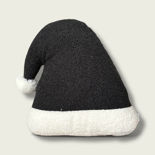 Poduszka w kształcie czapki Mikołaja czarna boucle
