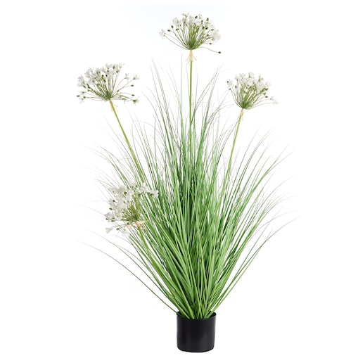Sztuczna roślina ONION GRASS 120 cm Biały