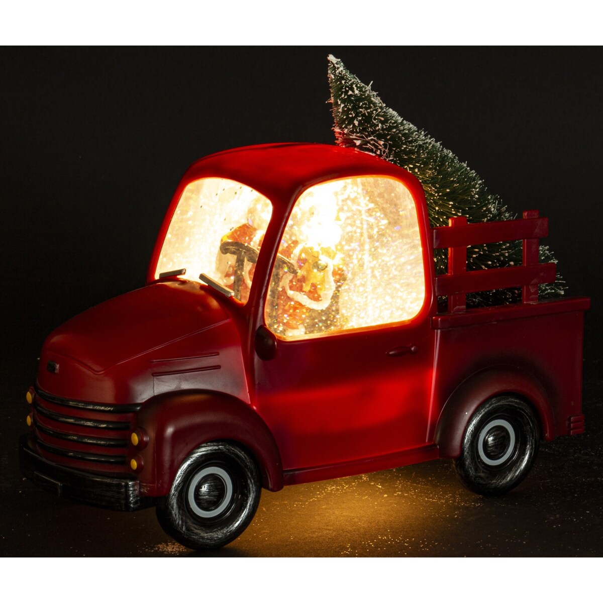 Dekoracja - ciężarówka z choinką LED 18x24x10 cm