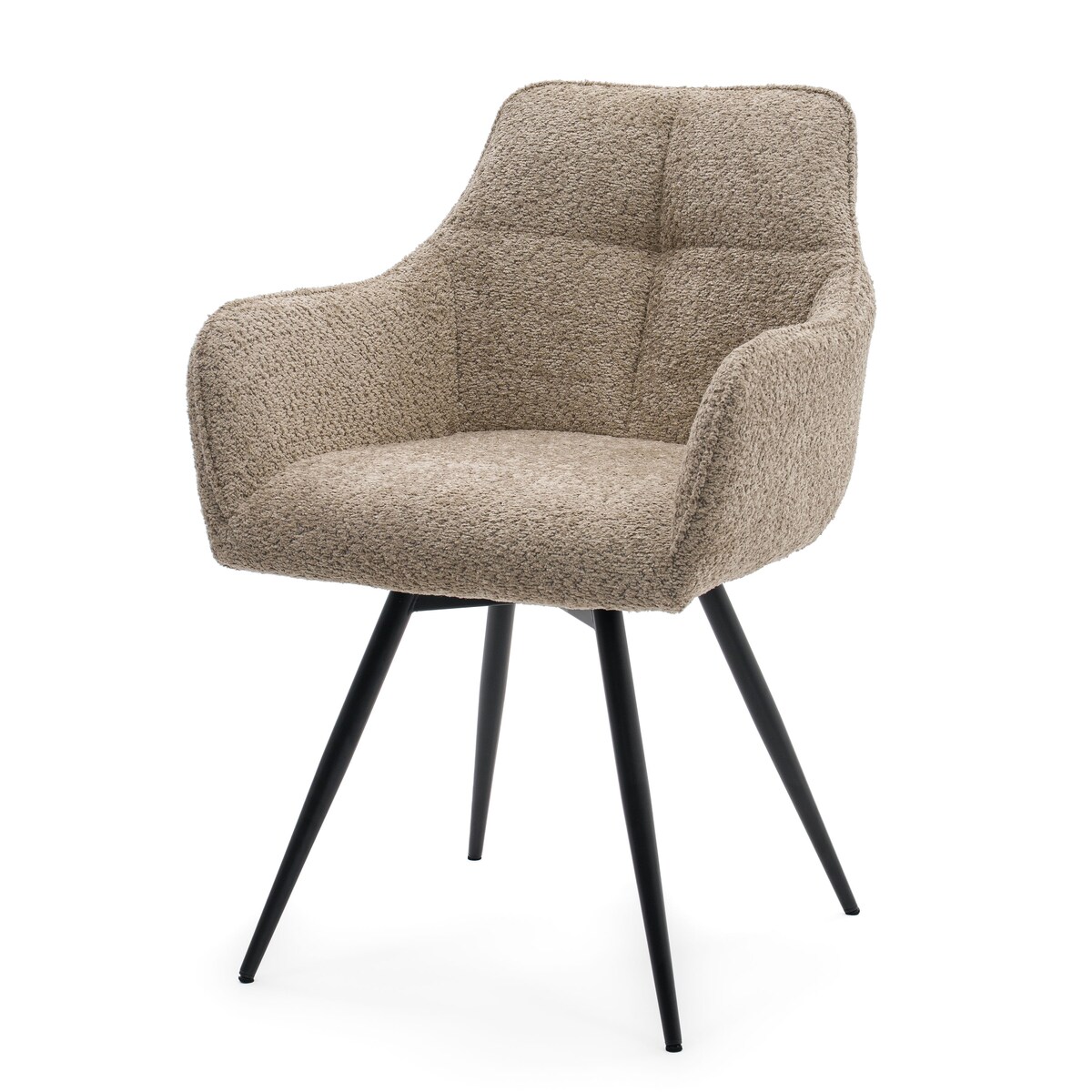 Krzesło tapicerowane obrotowe boucle do salonu QUATTRO beżowe