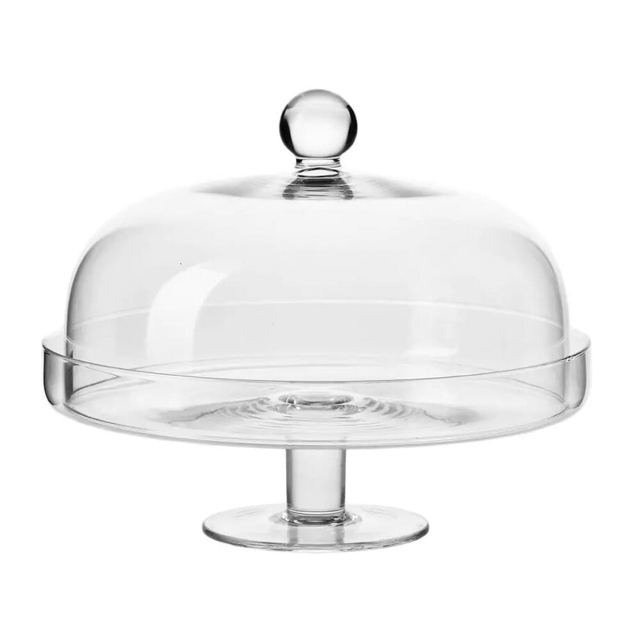 Patera na Ciasto Tort z Kloszem Elite Krosno 28 cm Szklana Duża na Nóżce