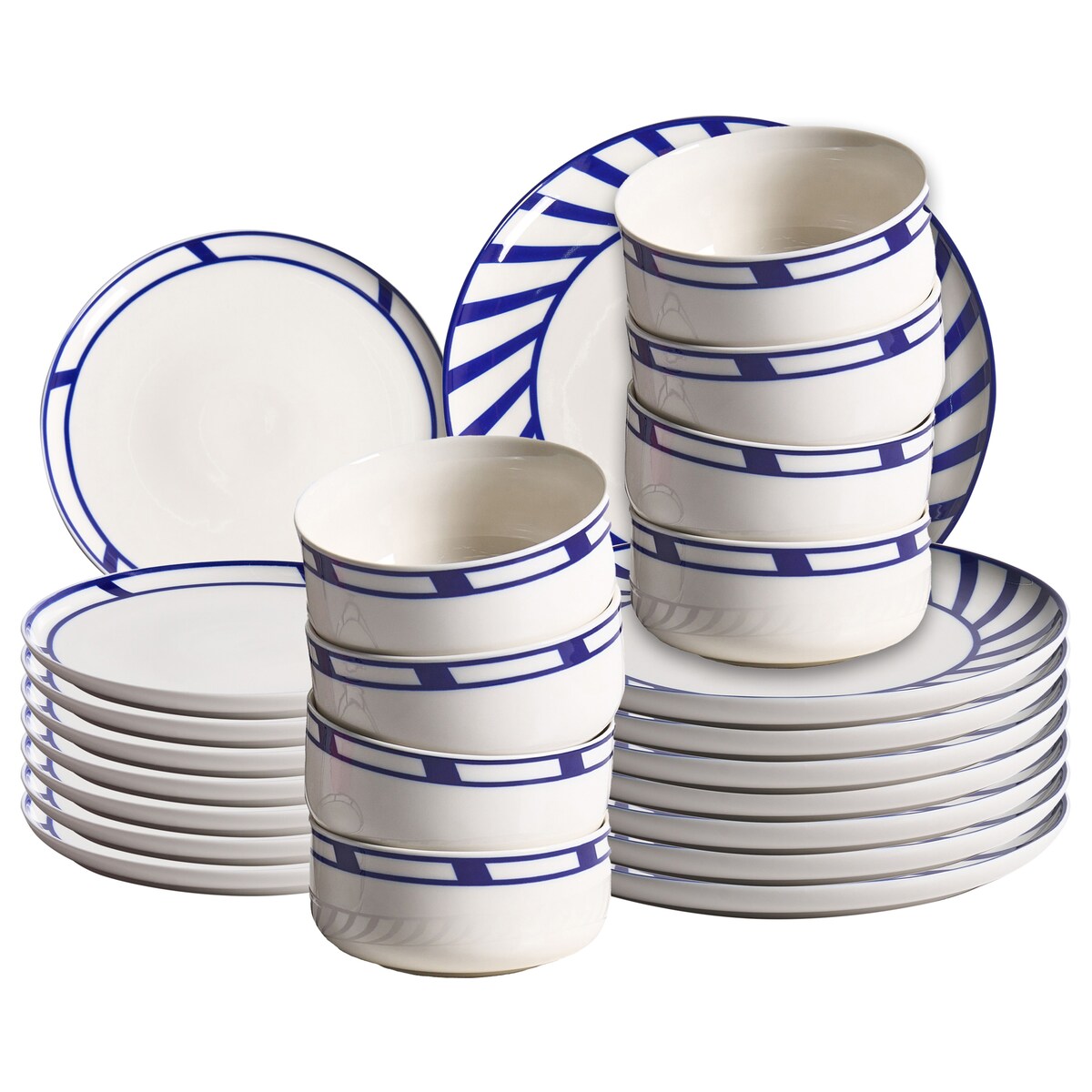 Zastawa stołowa 24-częściowa SHISO Porcelana Biały/ niebieski