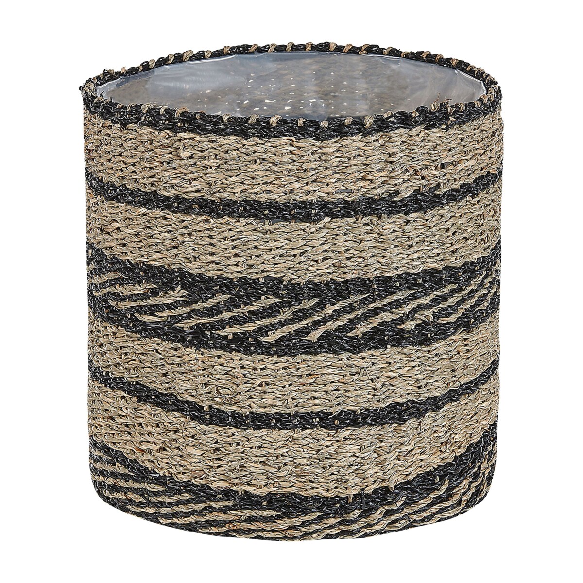 Zestaw 3 koszy na kwiaty z trawy morskiej naturalny z czarnym RASBORA