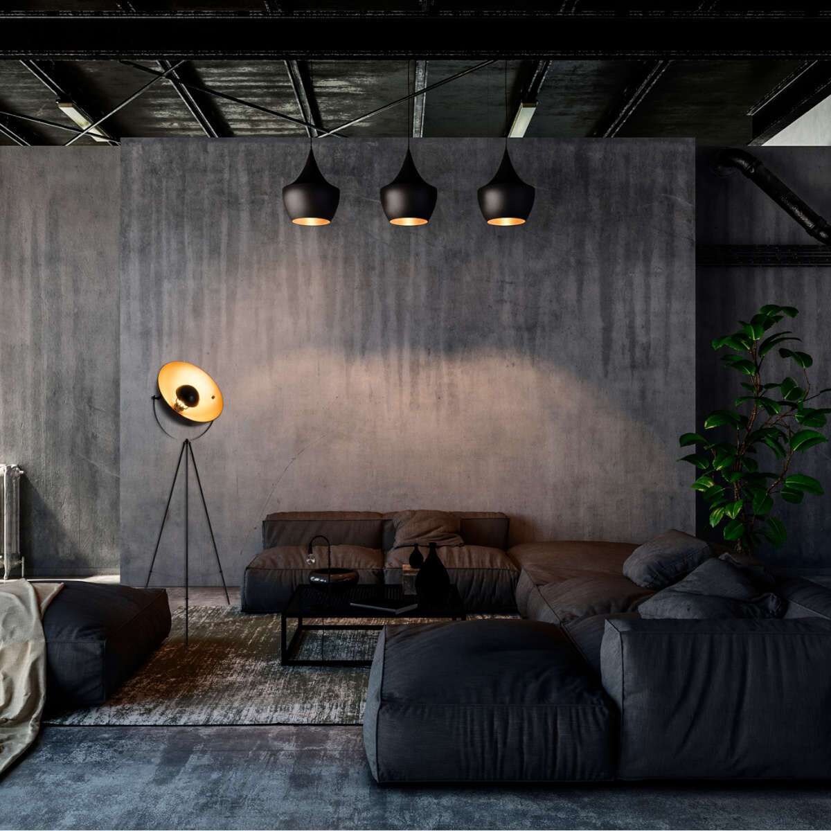 Studyjna LAMPA podłogowa BERNICE 2096458 Nave stojąca OPRAWA metalowa na trójnogu czarna złota