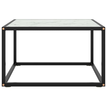 vidaXL Stolik kawowy, szkło w kolorze biały marmur, 60x60x35 cm