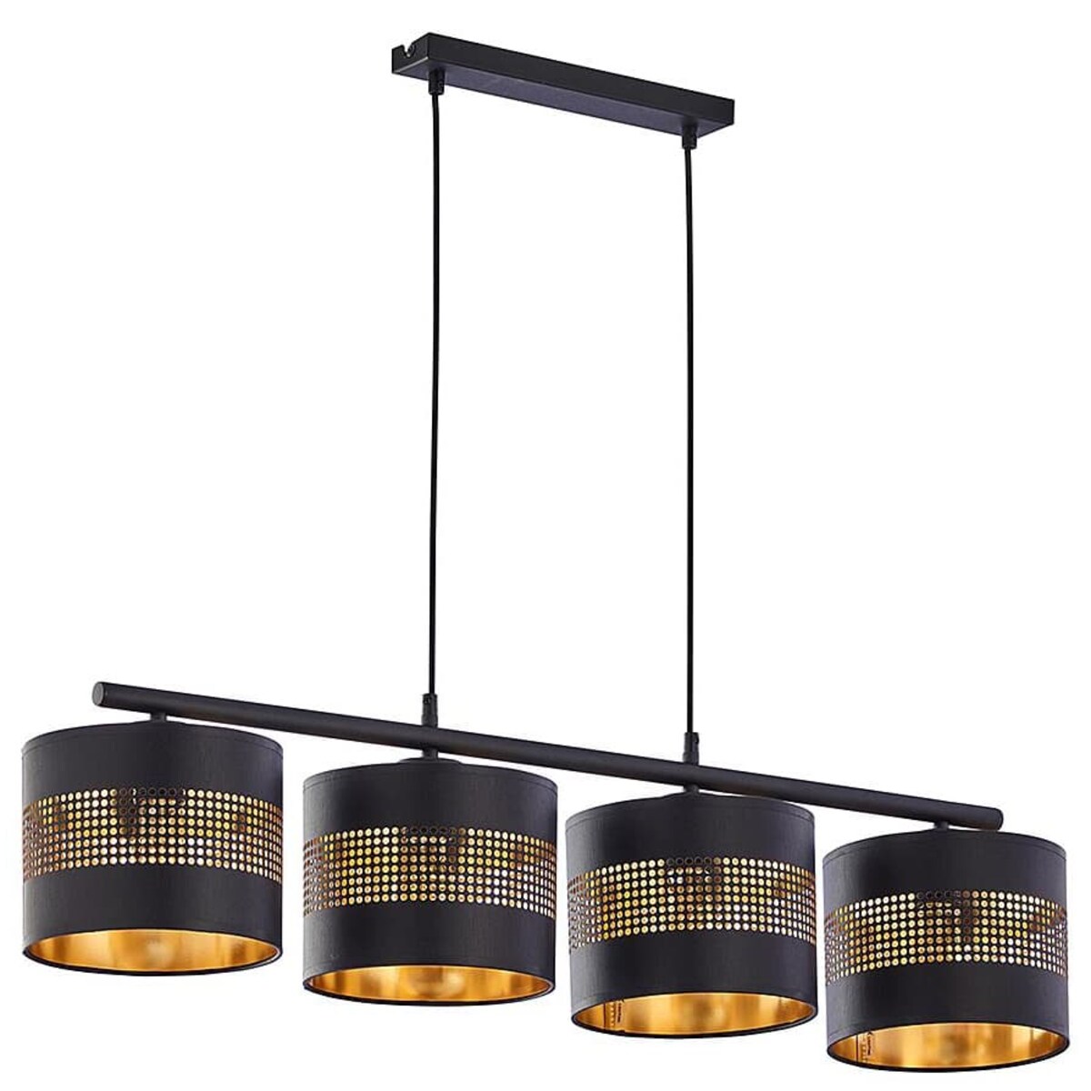 Abażurowa lampa wisząca Tago 3213 TK Lighting nad wyspę czarna złota