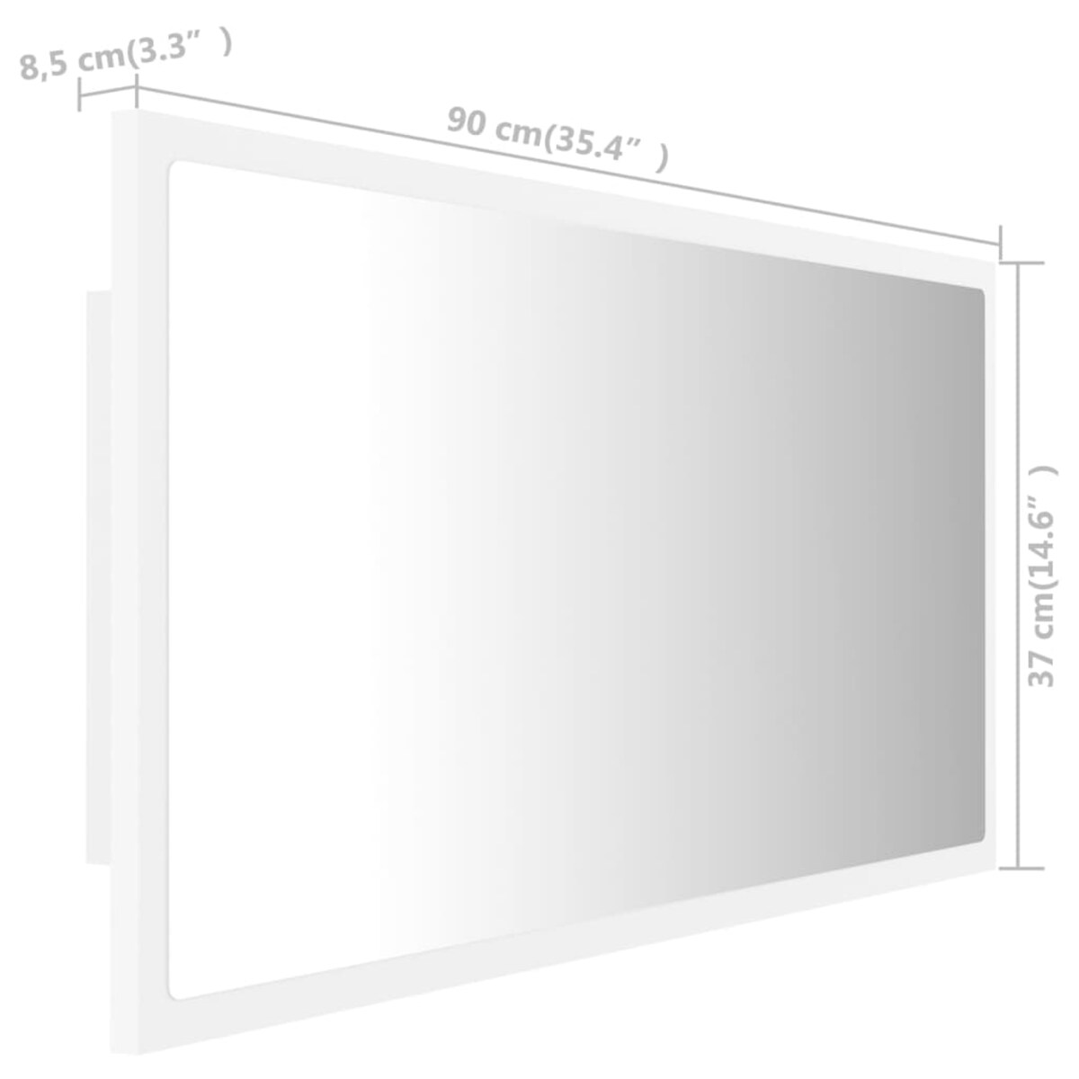 vidaXL Lustro łazienkowe z LED, białe, 90x8,5x37 cm, akryl