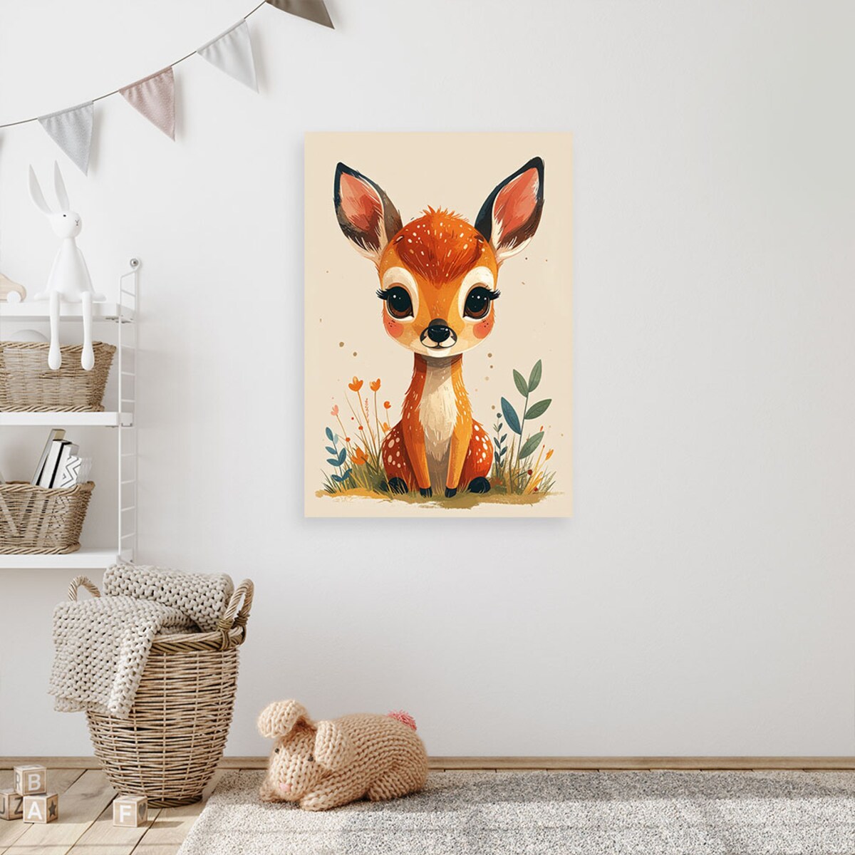 Obraz do pokoju dziecka niemowlaka, Mała sarenka zwierzęta leśne 20x30 cm