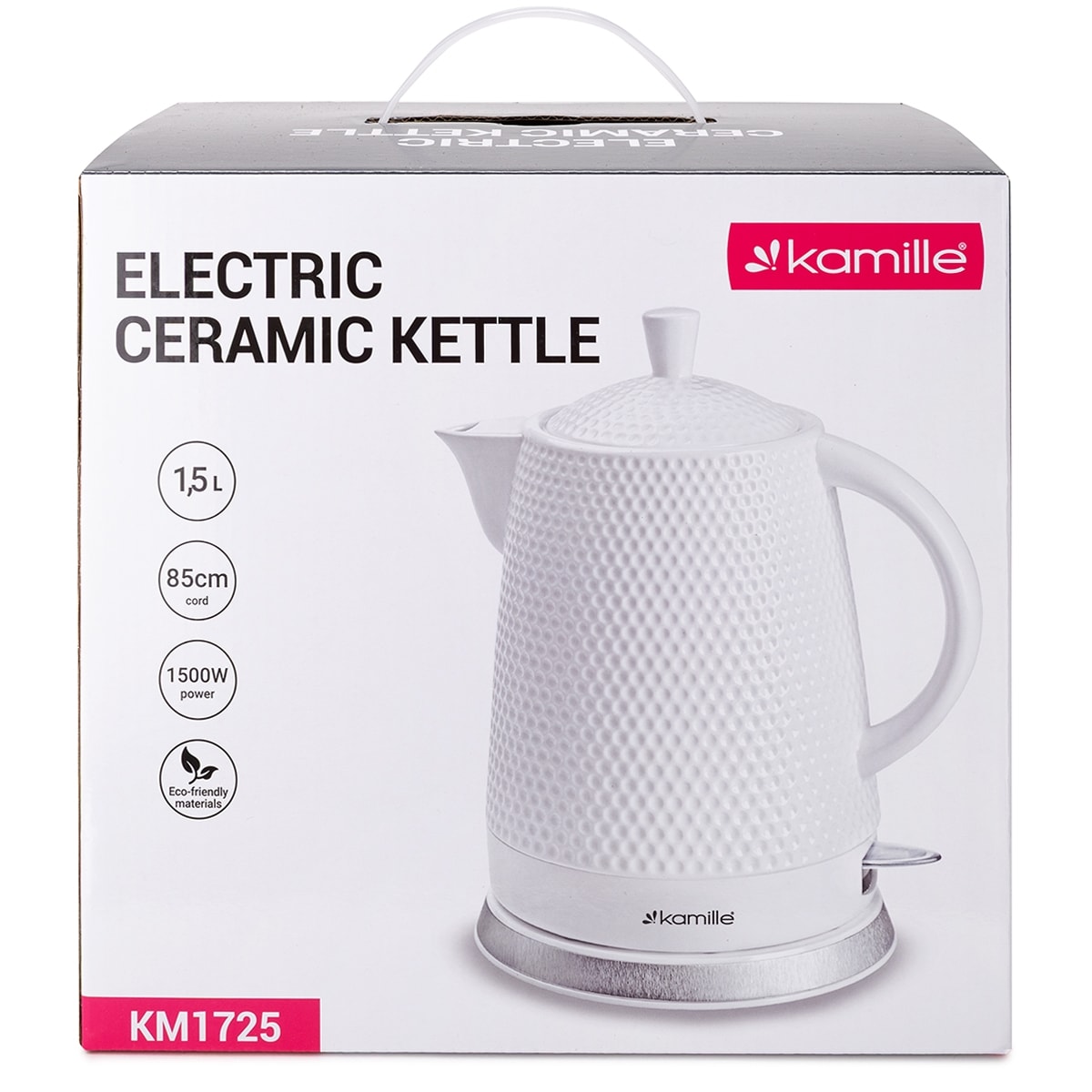 Czajnik elektryczny bezprzewodowy ceramiczny biały 1.5L KAMILLE