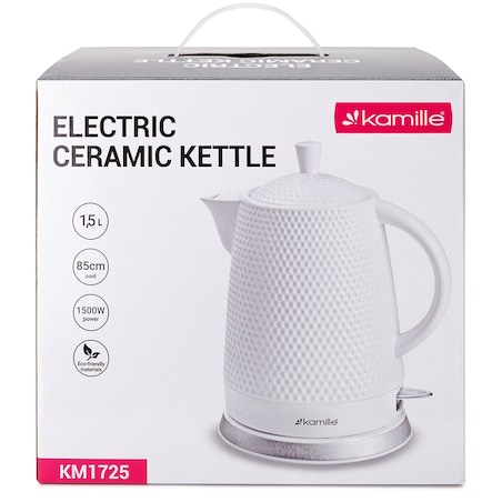 Czajnik elektryczny bezprzewodowy ceramiczny biały 1.5L KAMILLE