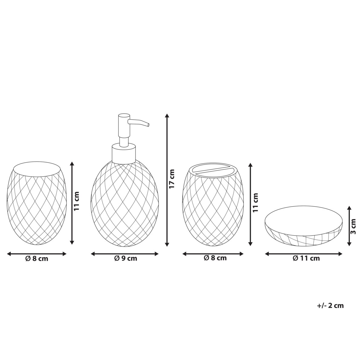 4-częściowy zestaw akcesoriów łazienkowych szklany zielony CANOA