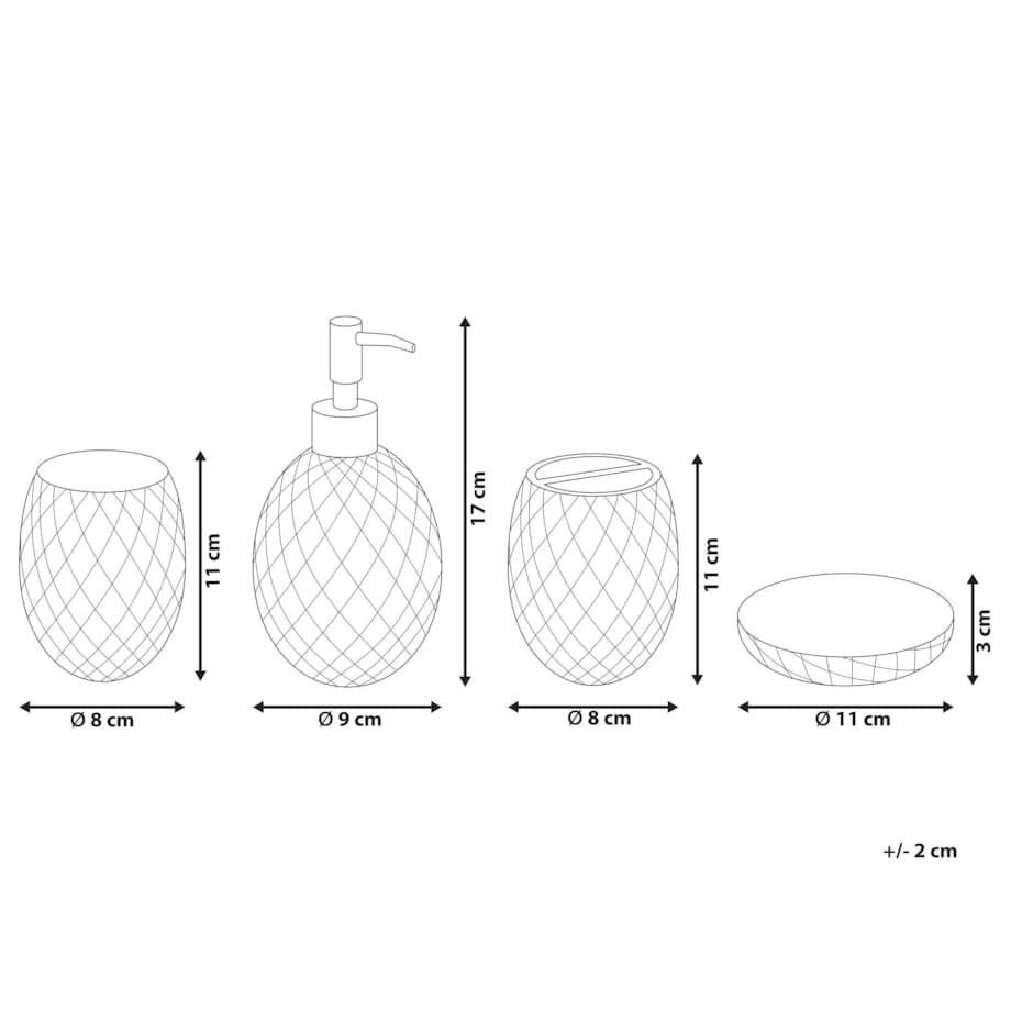 4-częściowy zestaw akcesoriów łazienkowych szklany zielony CANOA