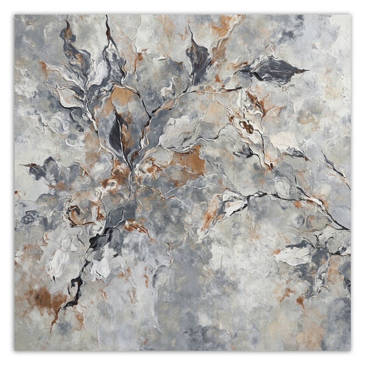 Obraz nowoczesny Glamour Abstrakcja Rośliny Botanika Szary Złoty 60x60