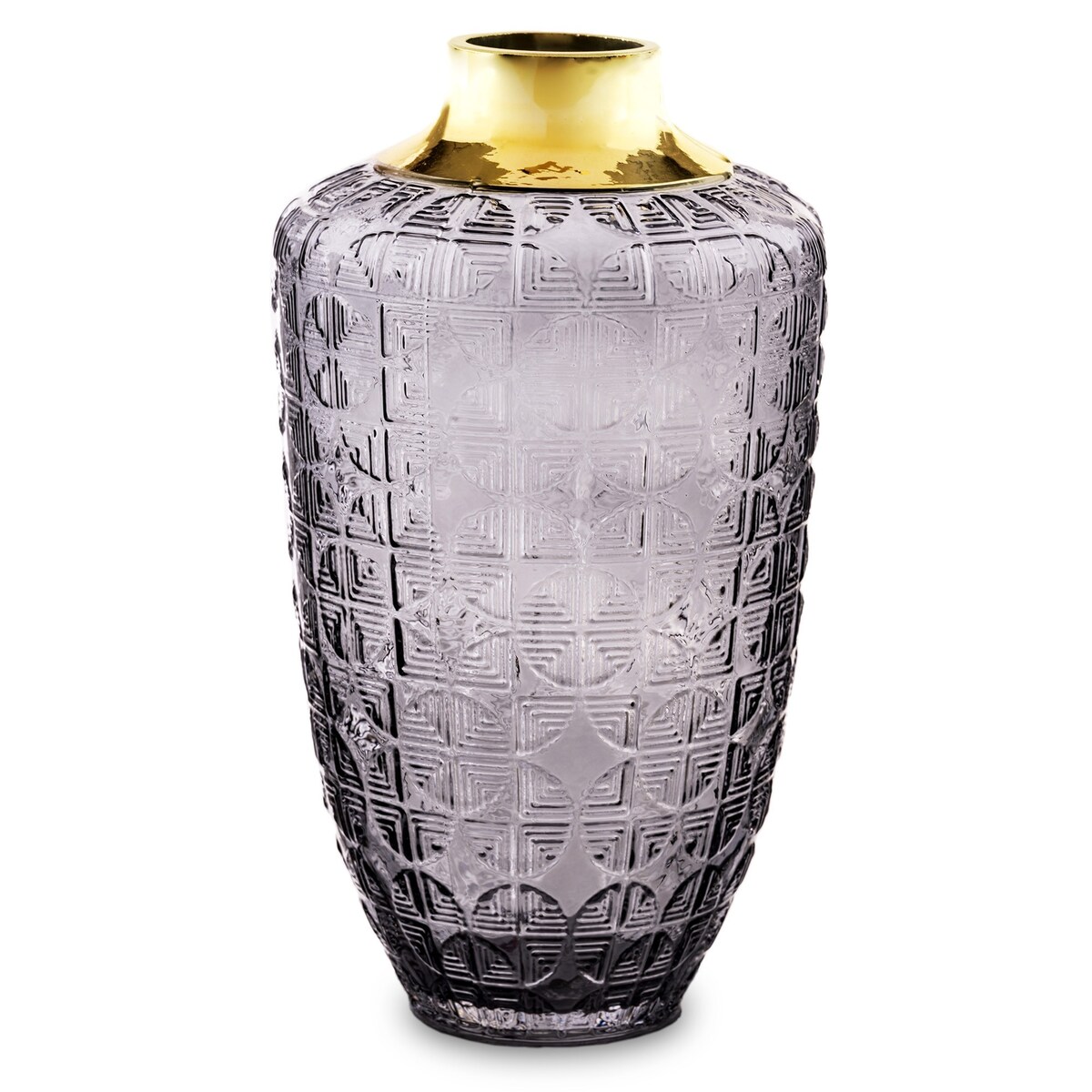 Wazon szklany szary ze złotem Caruso