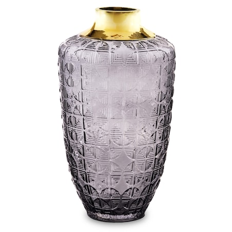 Wazon szklany szary ze złotem Caruso