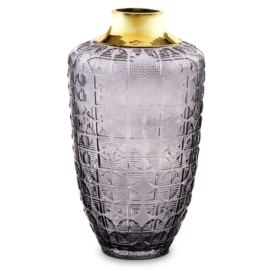 Wazon szklany szary ze złotem Caruso