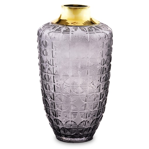 Wazon szklany szary ze złotem Caruso