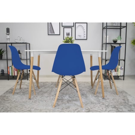 Krzesło Do Jadalni Kuchni Salonu Osaka Niebieskie / Nogi Naturalne