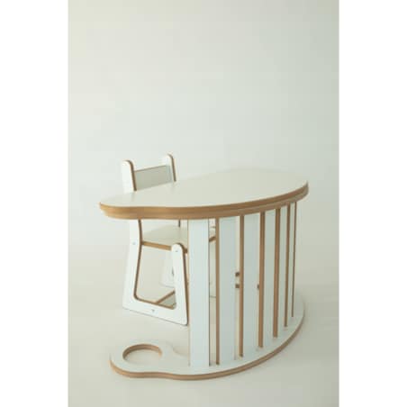 Zestaw BUJAK MONTESSORI Poduszka RÓŻ +Ścianka + Krzesło Blat Zjeżdżalnia CE