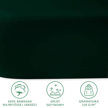 Prześcieradło satynowe bez gumki 200x220 kolor butelkowa zieleń