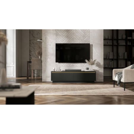 Nowoczesna wisząca / stojącą Szafka RTV Glamour Komoda RTV Czarny Mat 140 cm