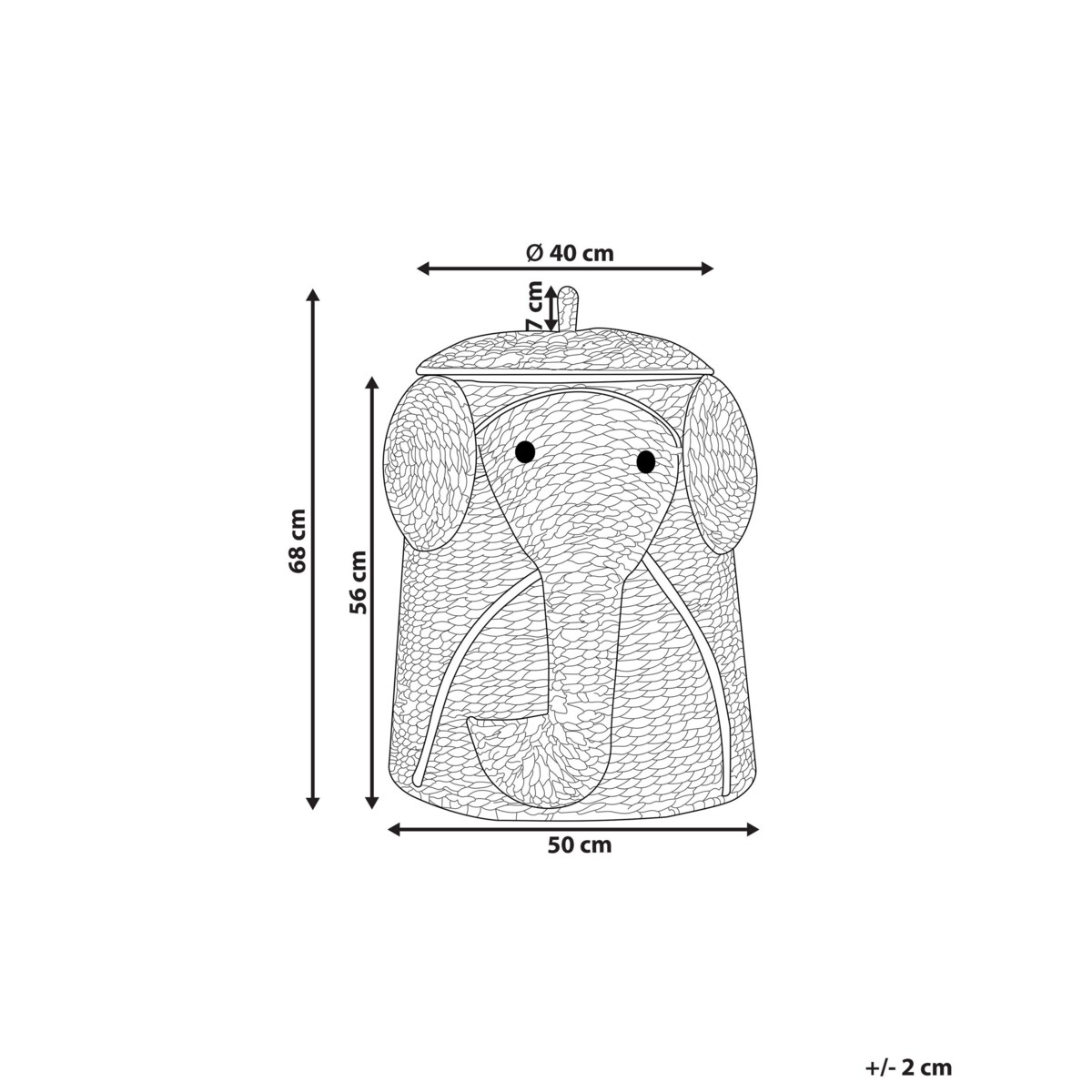Kosz pleciony słoń z hiacyntu wodnego naturalny DOGON