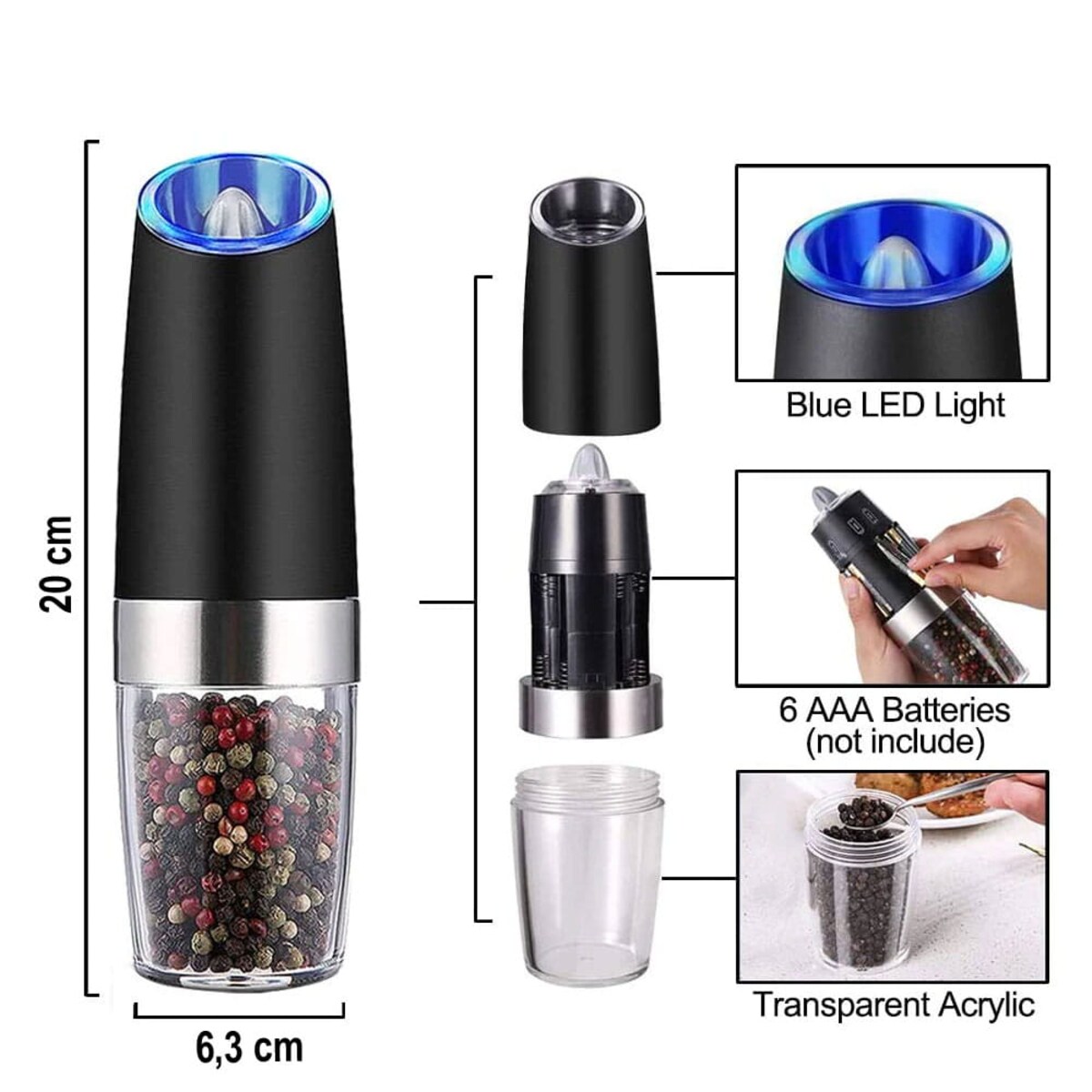 Młynek grawitacyjny do soli i pieprzu KINGHOFF