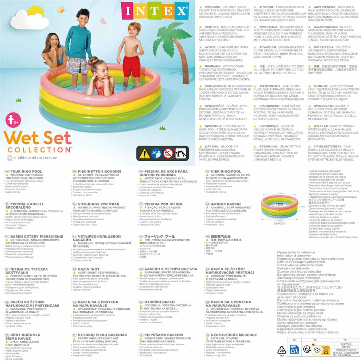 Intex Dmuchany basen dla dzieci Sunset, 4 obręcze, 168x46 cm